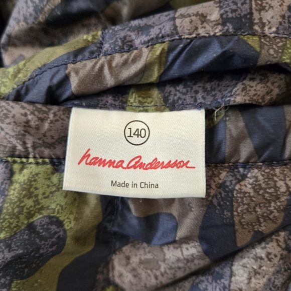 Hanna Andersson Warmest Down Reversible Puffer Coat 140 US 10 Hooded Camo Navy - Picture 3 of 4